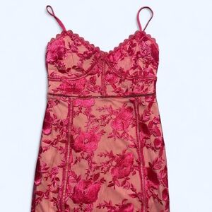 Lulu's Floral Pink Lace Dress